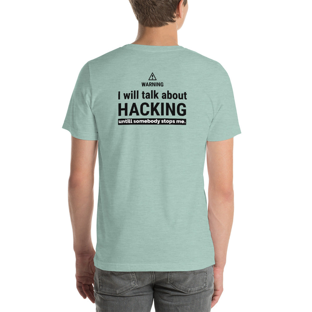 I will talk about HACKING - Short-Sleeve Unisex T-Shirt (black text) by DarkByteGear
