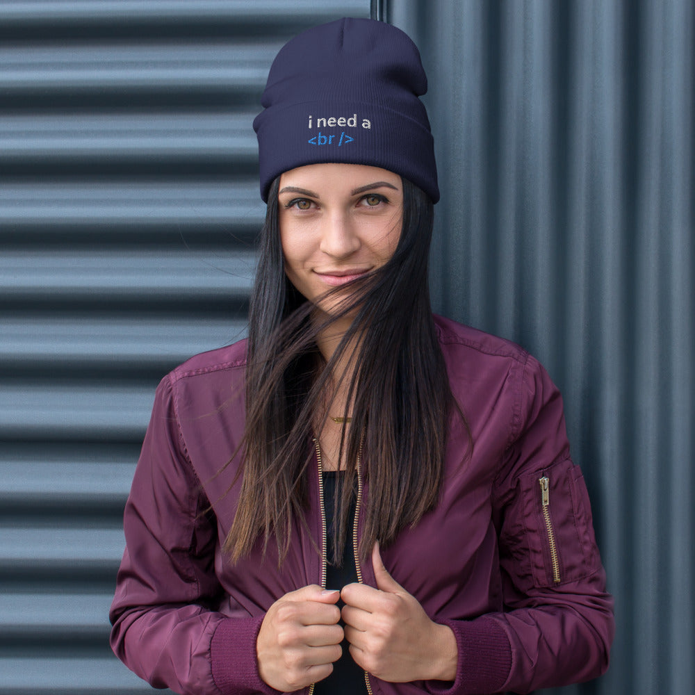 i need a break - Embroidered Beanie by DarkByteGear
