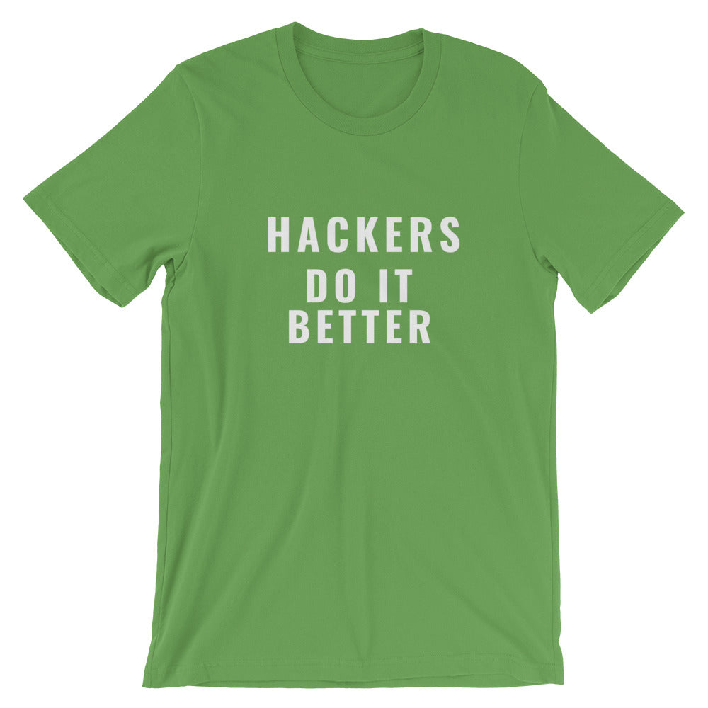 Hackers do it better - Short-Sleeve Unisex T-Shirt (white text) by DarkByteGear
