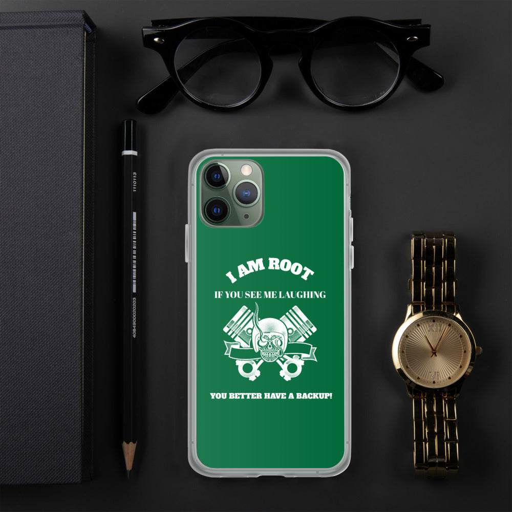 I Am Root If You See Me Laughing You Better Have A Backup - iPhone Case (green) by DarkByteGear