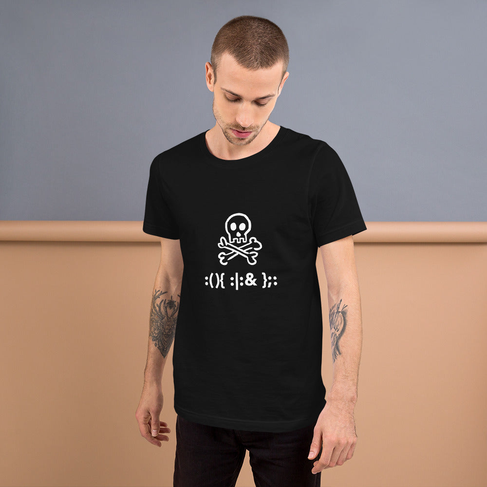 Bash Fork Bomb Linux - Short-Sleeve Unisex T-Shirt by DarkByteGear
