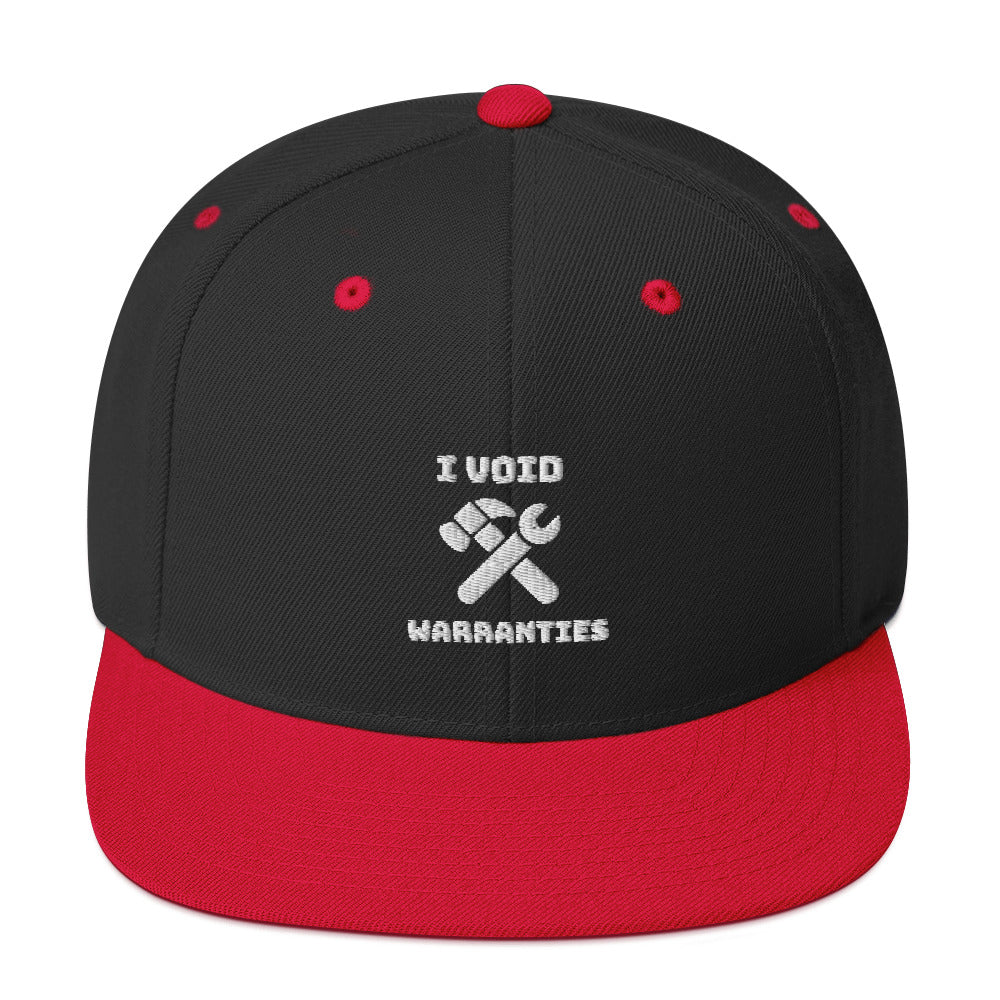 I void warranties - Snapback Hat (white text) by DarkByteGear