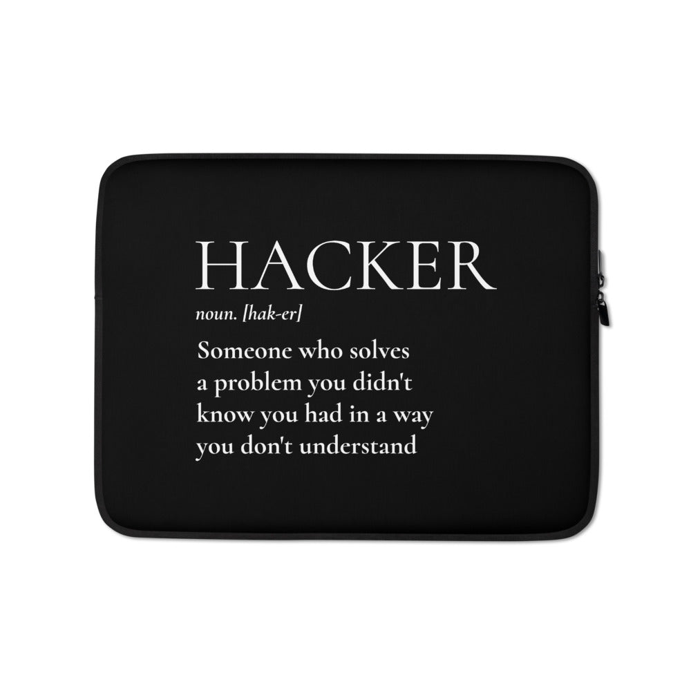 HACKER noun. [hak-er] - Laptop Sleeve (white text) by DarkByteGear
