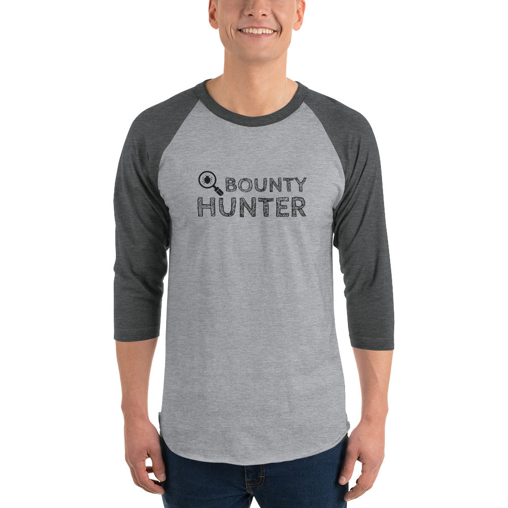 Bug bounty hunter - 3/4 sleeve raglan shirt (black text) by DarkByteGear