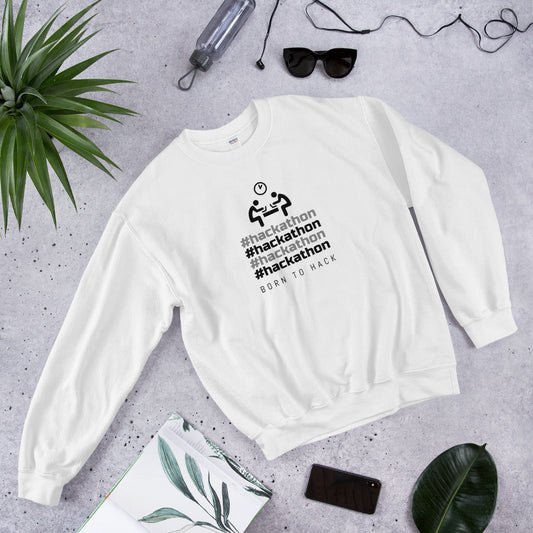 #hackathon - Unisex Sweatshirt (black text) by DarkByteGear