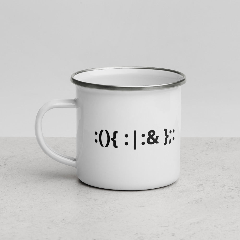 Linux Hackers - Bash Fork Bomb - Enamel Mug by DarkByteGear