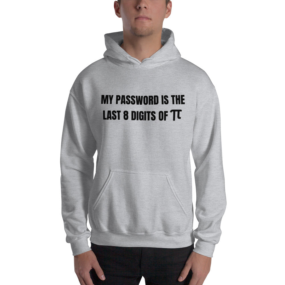 My password is the last 8 digits of π - Hooded Sweatshirt (black text) by DarkByteGear