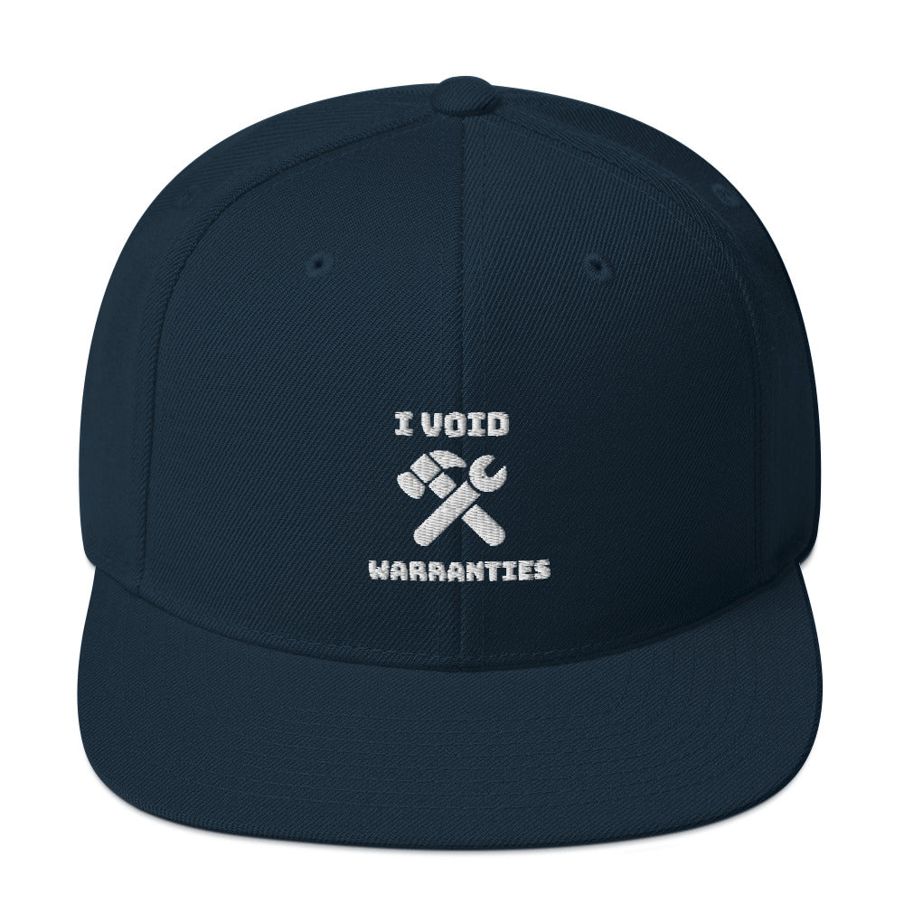 I void warranties - Snapback Hat (white text) by DarkByteGear