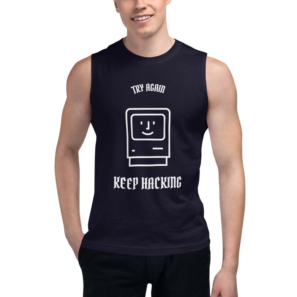 Keep hacking - Muscle Shirt (white text) by DarkByteGear