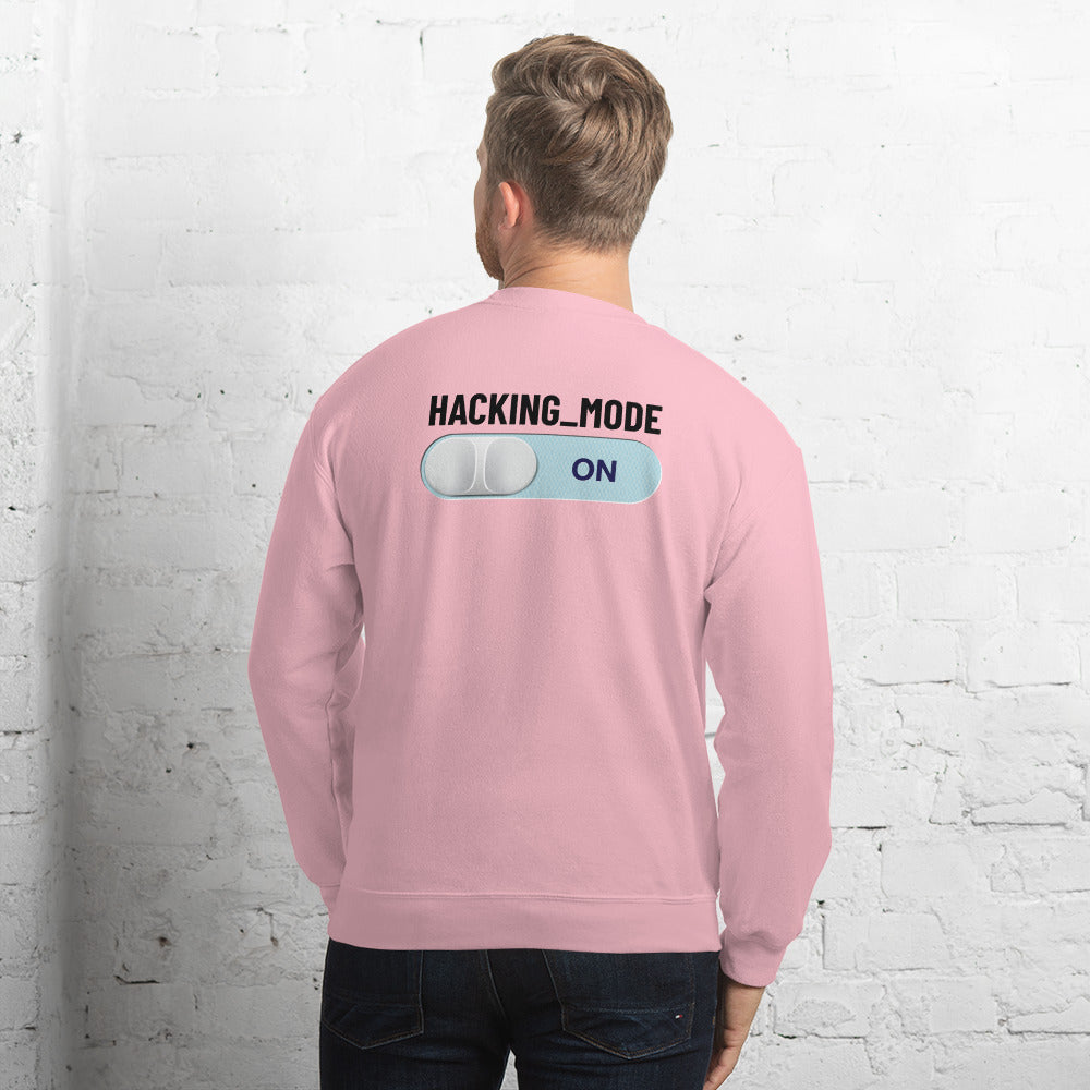 Hacking mode ON - Unisex Sweatshirt (black text) by DarkByteGear
