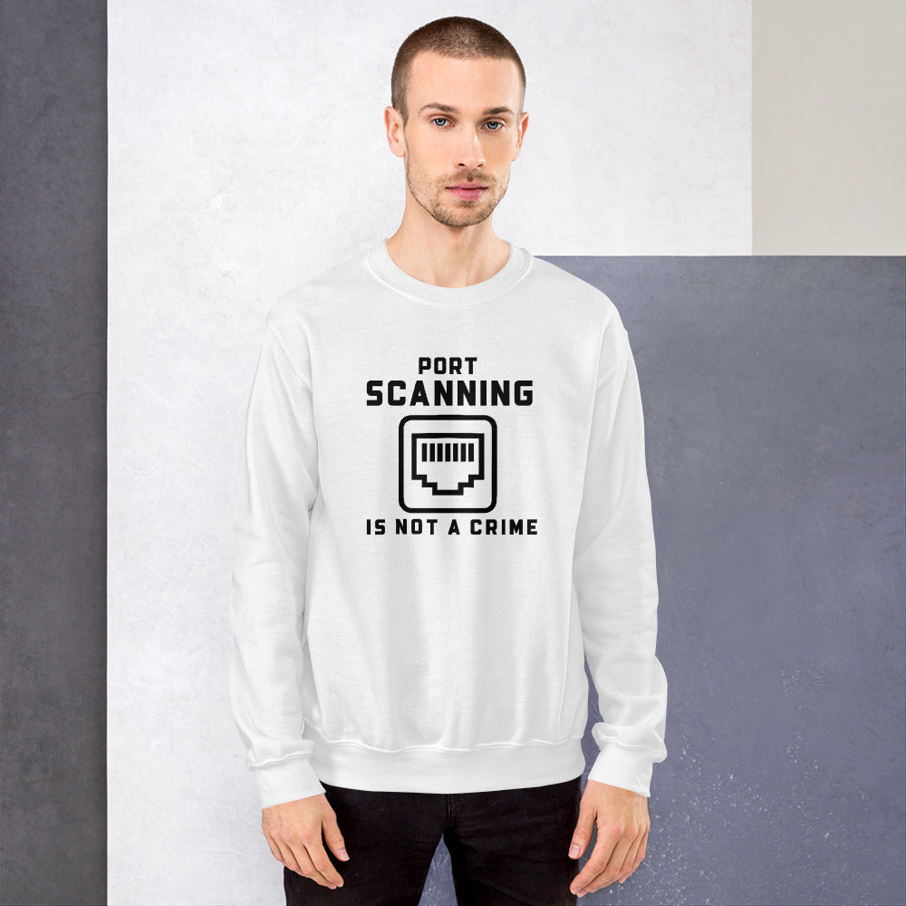 Port Scanning is not a crime - Unisex Sweatshirt (black text) by DarkByteGear