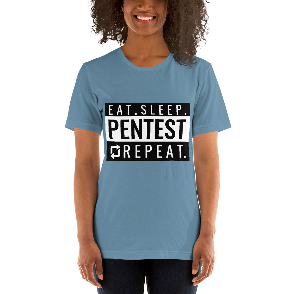 Eat sleep pentest repeat - Short-Sleeve Unisex T-Shirt (white) by DarkByteGear