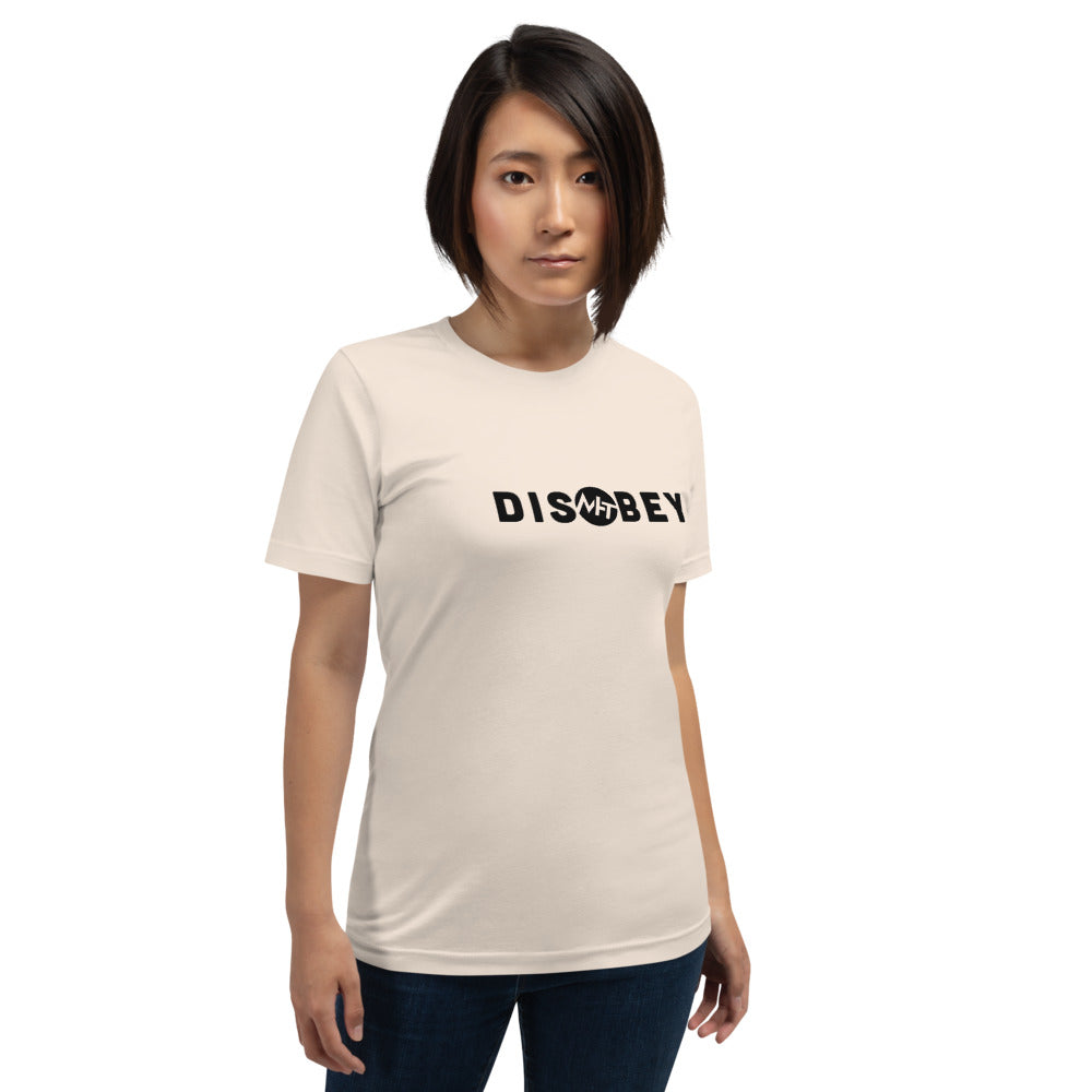 Disobey - Short-Sleeve Unisex T-Shirt (black text) by DarkByteGear