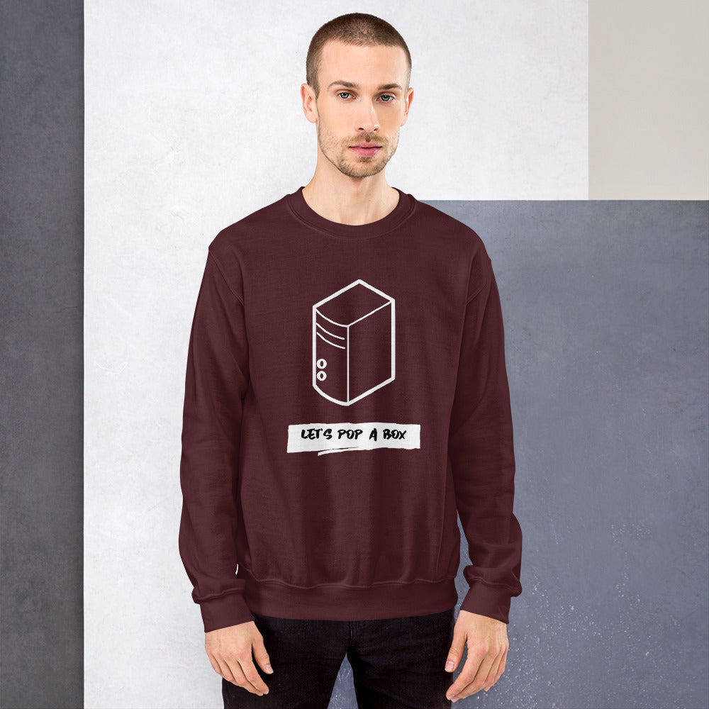 Let's pop a box - Unisex Sweatshirt (white text) by DarkByteGear