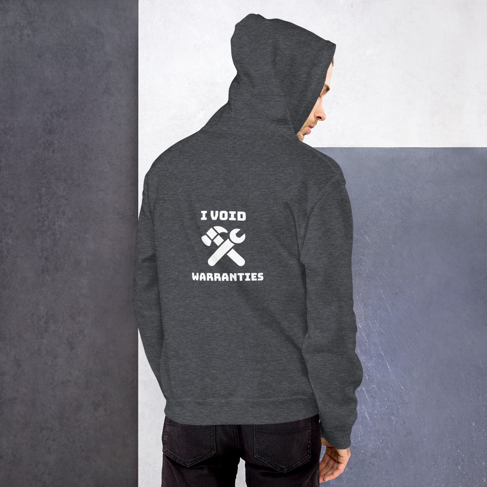 I void warranties - Unisex Hoodie (white text) by DarkByteGear