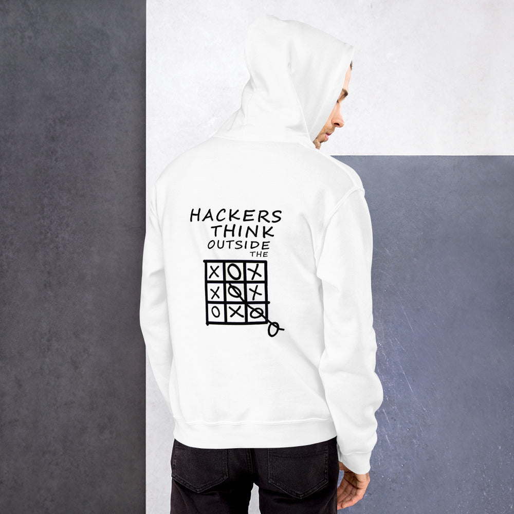 Hackers think outside the box - Unisex Hoodie (black text) by DarkByteGear
