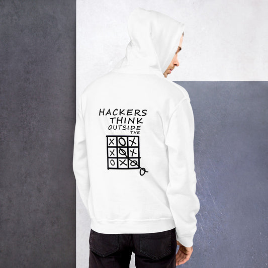 Hackers think outside the box - Unisex Hoodie (black text) by DarkByteGear