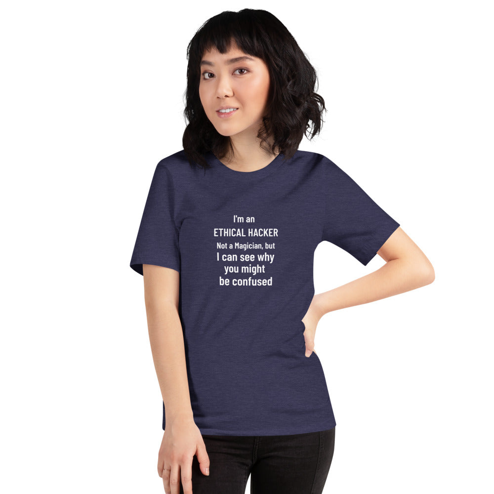 I'm an ethical hacker - Short-Sleeve Unisex T-Shirt (white text) by DarkByteGear