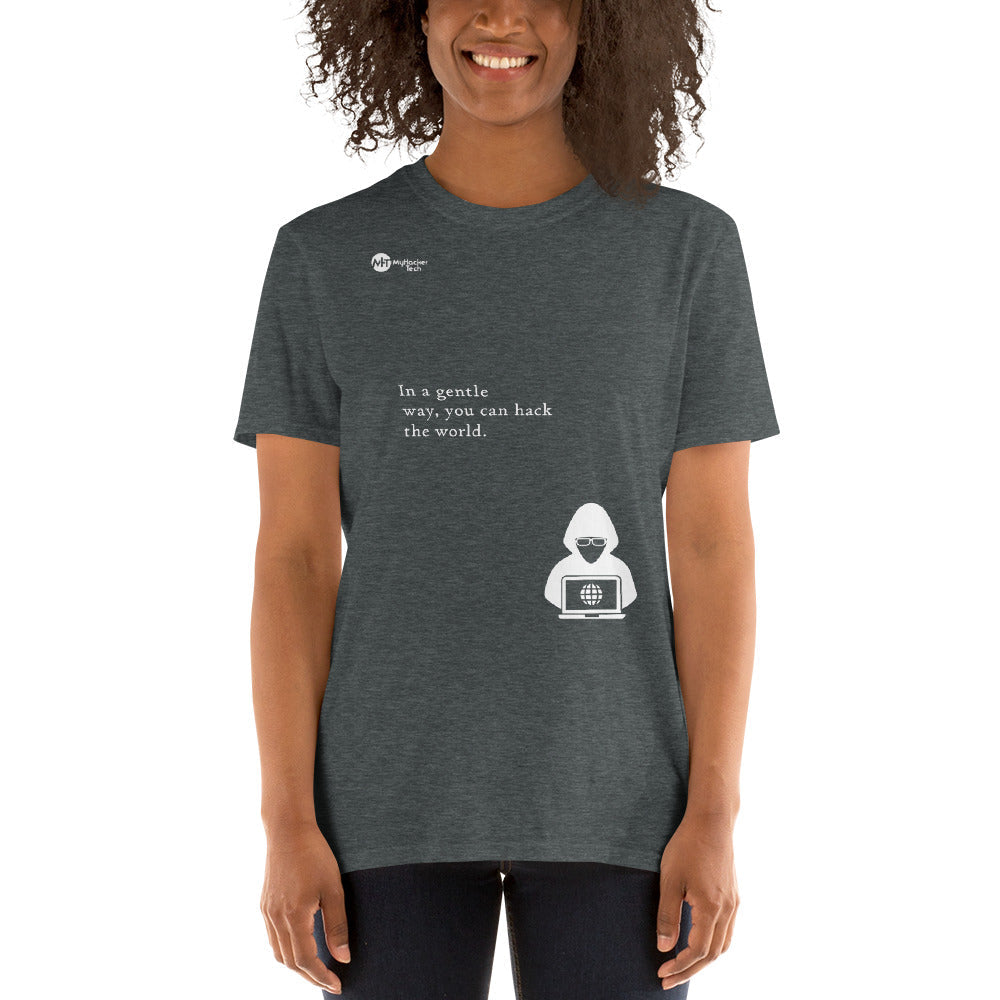 You can hack the world - Short-Sleeve Unisex T-Shirt (white text) by DarkByteGear