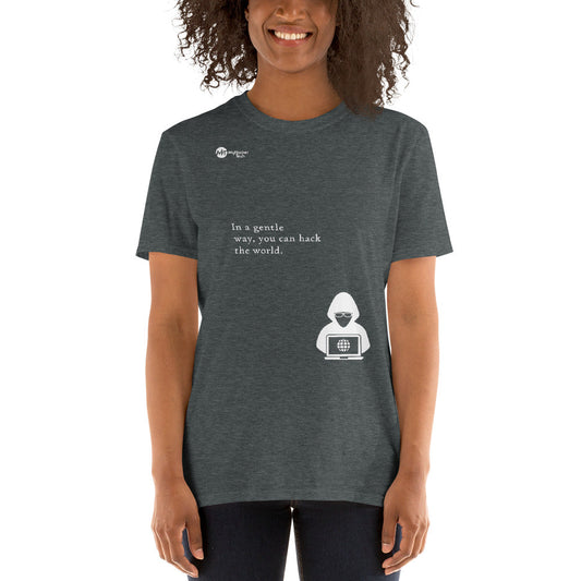 You can hack the world - Short-Sleeve Unisex T-Shirt (white text) by DarkByteGear