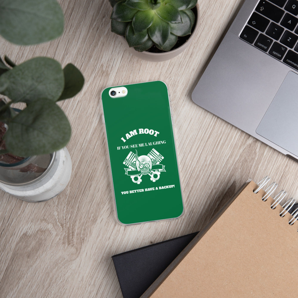 I Am Root If You See Me Laughing You Better Have A Backup - iPhone Case (green) by DarkByteGear
