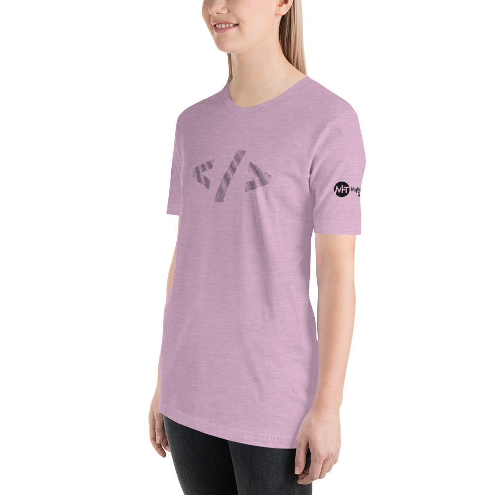 Culture of code in ASCII characters - Short-Sleeve Unisex T-Shirt (black text) by DarkByteGear