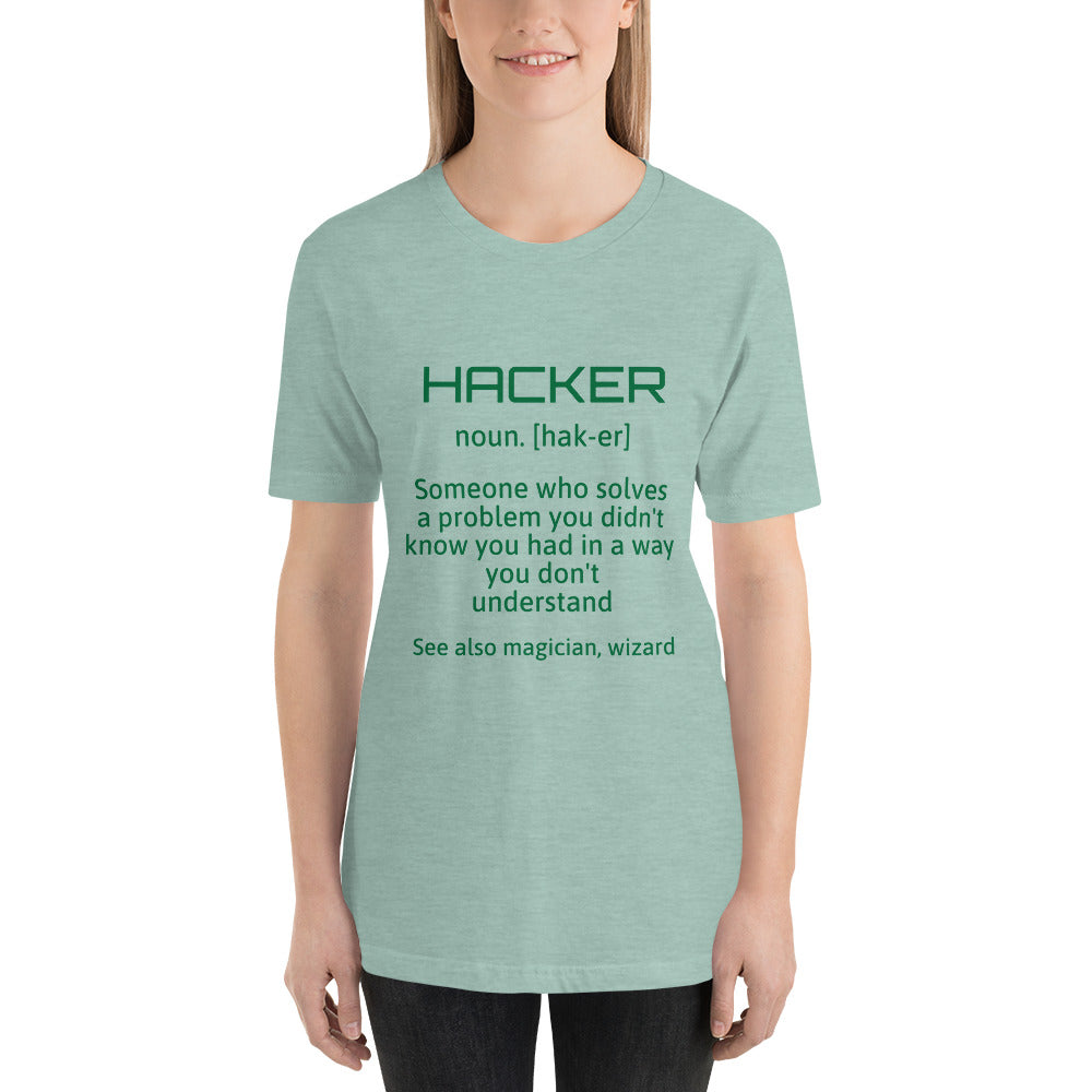Hacker - Short-Sleeve Unisex T-Shirt (green text) by DarkByteGear