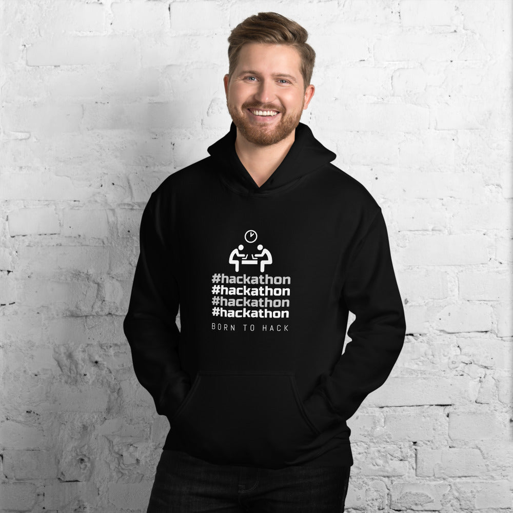 #hackathon - Unisex Hoodie (white text) by DarkByteGear