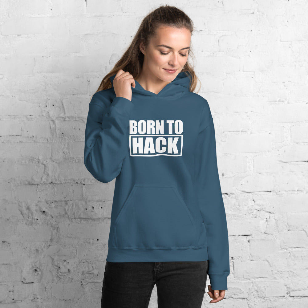 Born to hack - Hooded Sweatshirt (white text) by DarkByteGear
