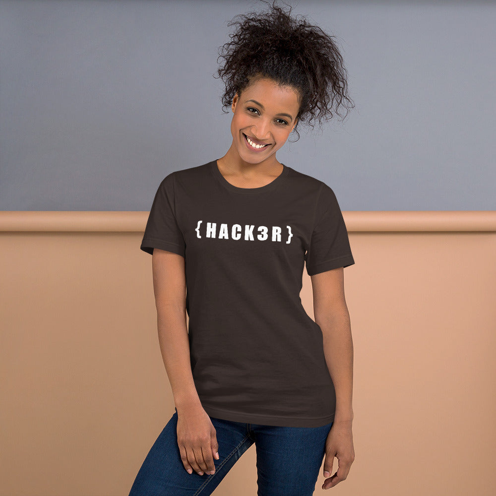 {HACKзR} Short-Sleeve Unisex T-Shirt (white text) by DarkByteGear