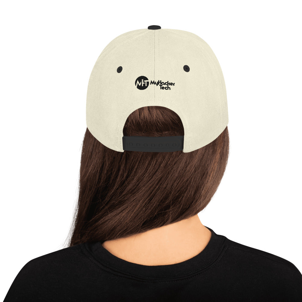 MyHackerTech - Snapback Hat (black text) by DarkByteGear