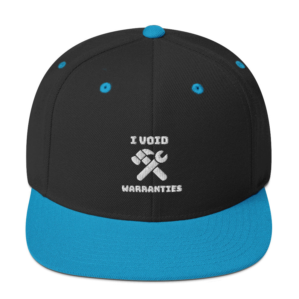 I void warranties - Snapback Hat (white text) by DarkByteGear
