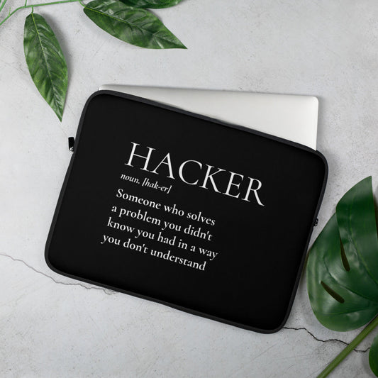 HACKER noun. [hak-er] - Laptop Sleeve (white text) by DarkByteGear