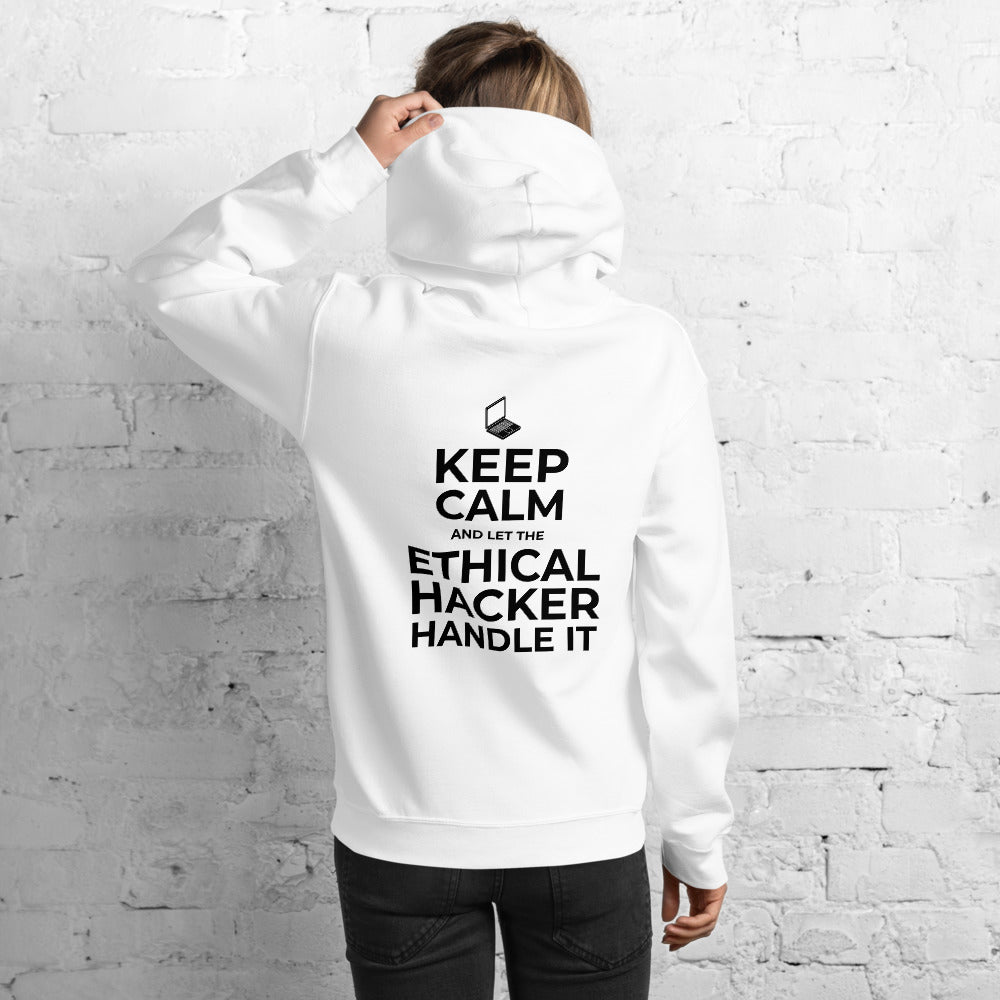 Keep Calm and let the ethical hacker handle it - Unisex Hoodie (black text) by DarkByteGear