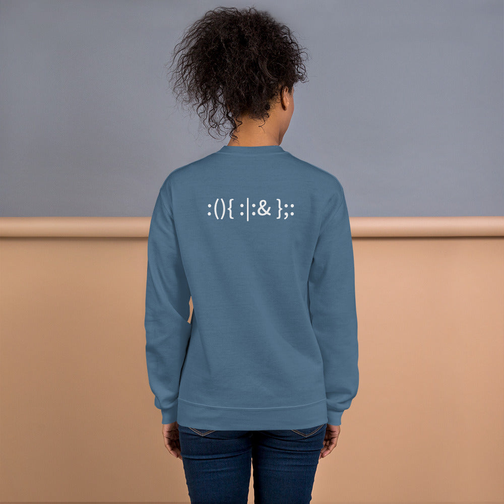 Linux Hackers - Bash Fork Bomb - Unisex Sweatshirt (with back design) by DarkByteGear