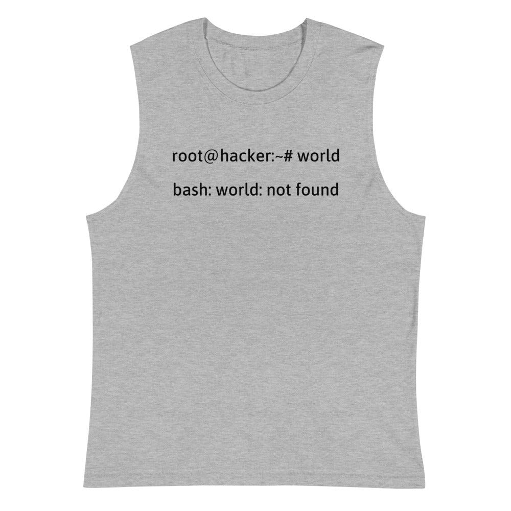 Linux Tweaks - world not found - Muscle Shirt (black text) by DarkByteGear