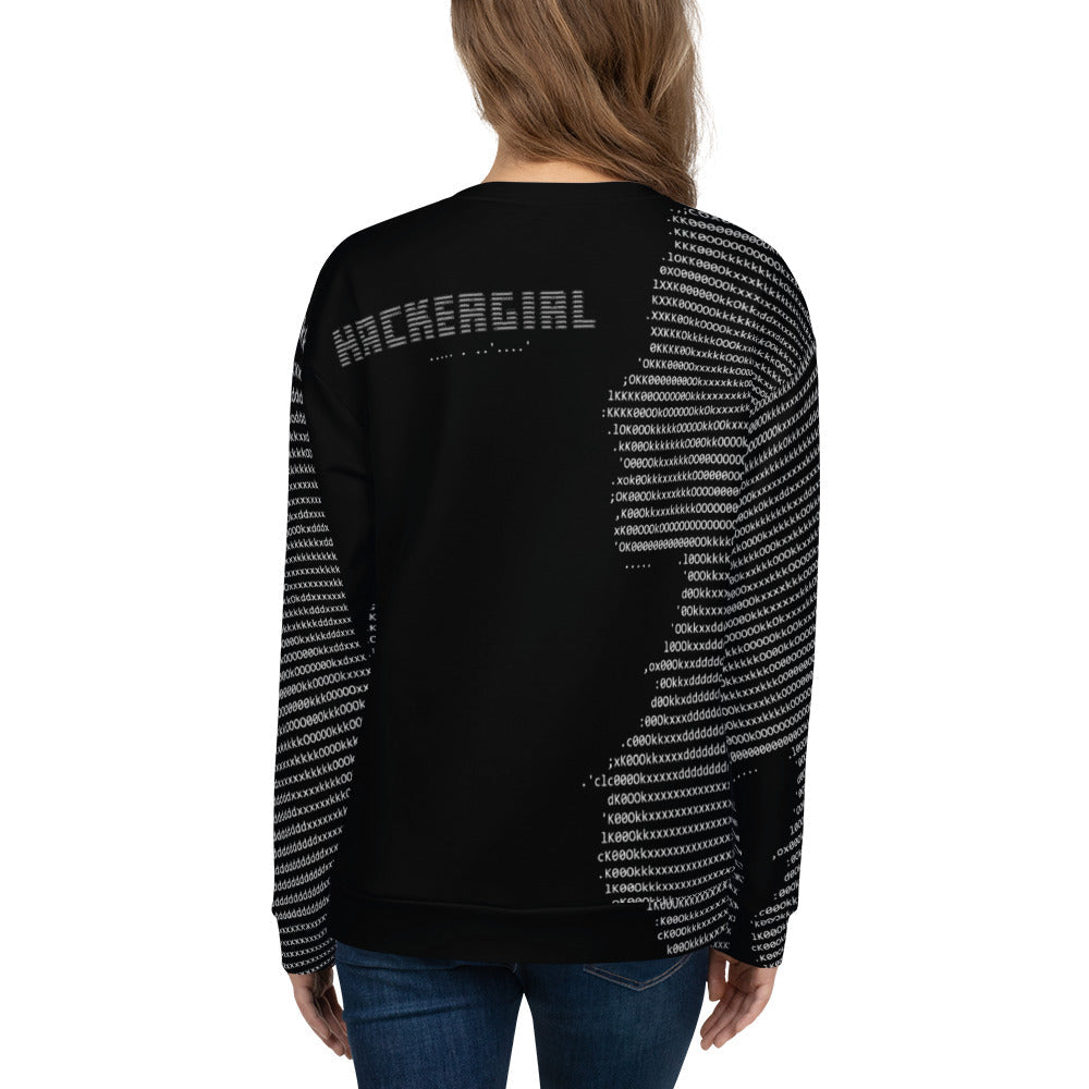 Hackergirl v1.4 ASCII - Unisex Sweatshirt by DarkByteGear