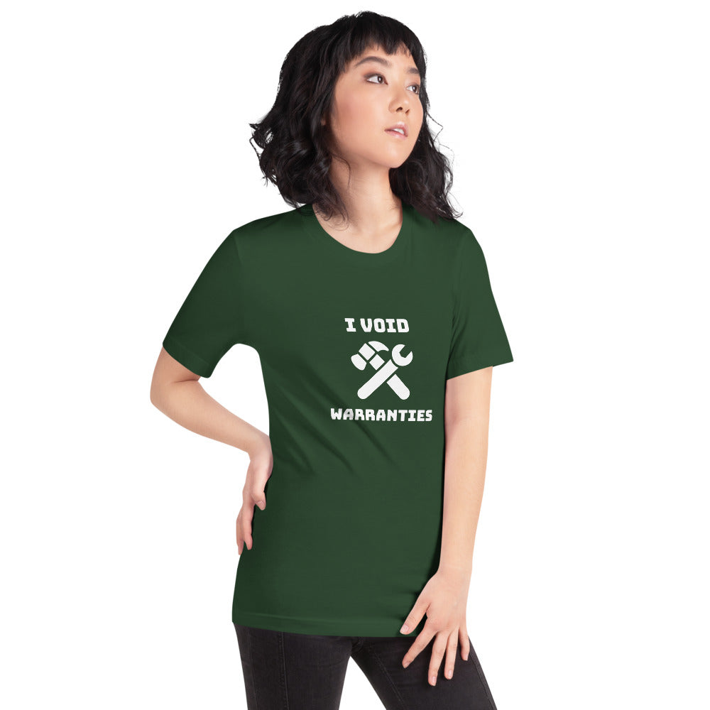 I void warranties - Short-Sleeve Unisex T-Shirt (white text) by DarkByteGear