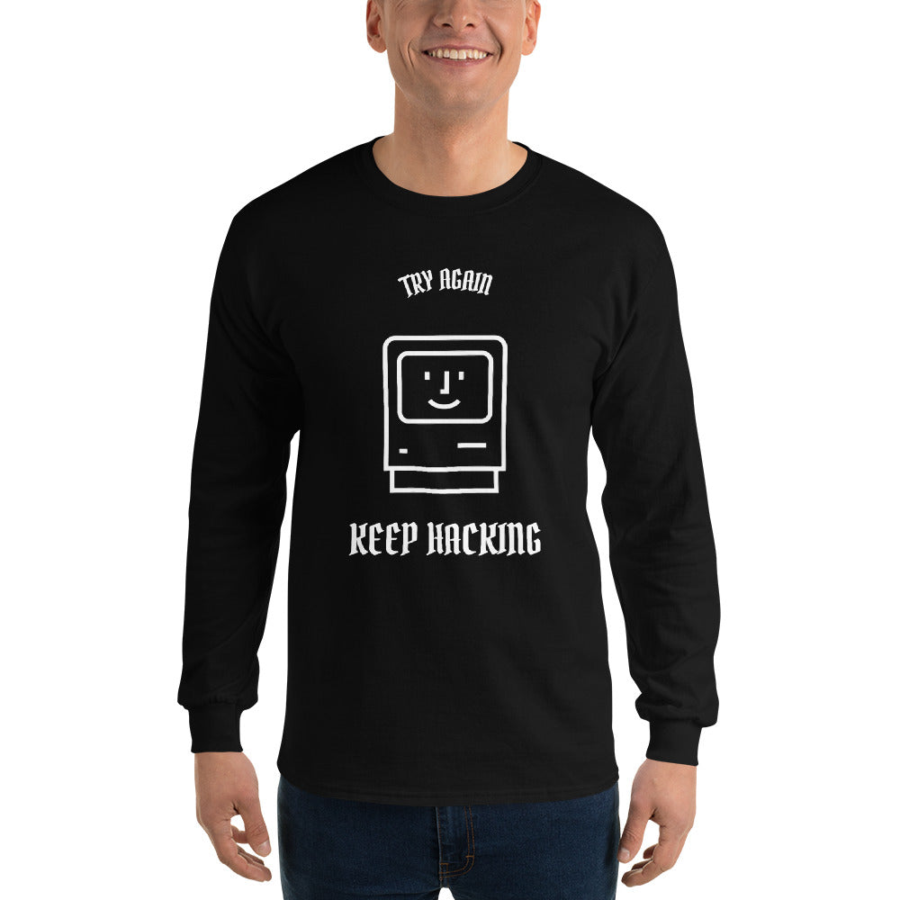 Keep hacking - Long Sleeve T-Shirt (white text) by DarkByteGear