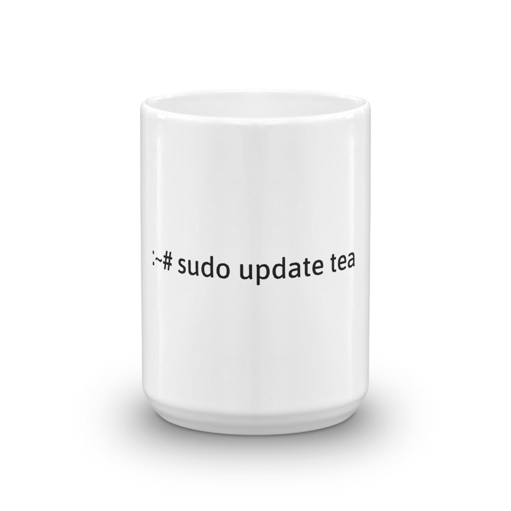 "sudo update tea" Hacker Mug (White) by DarkByteGear
