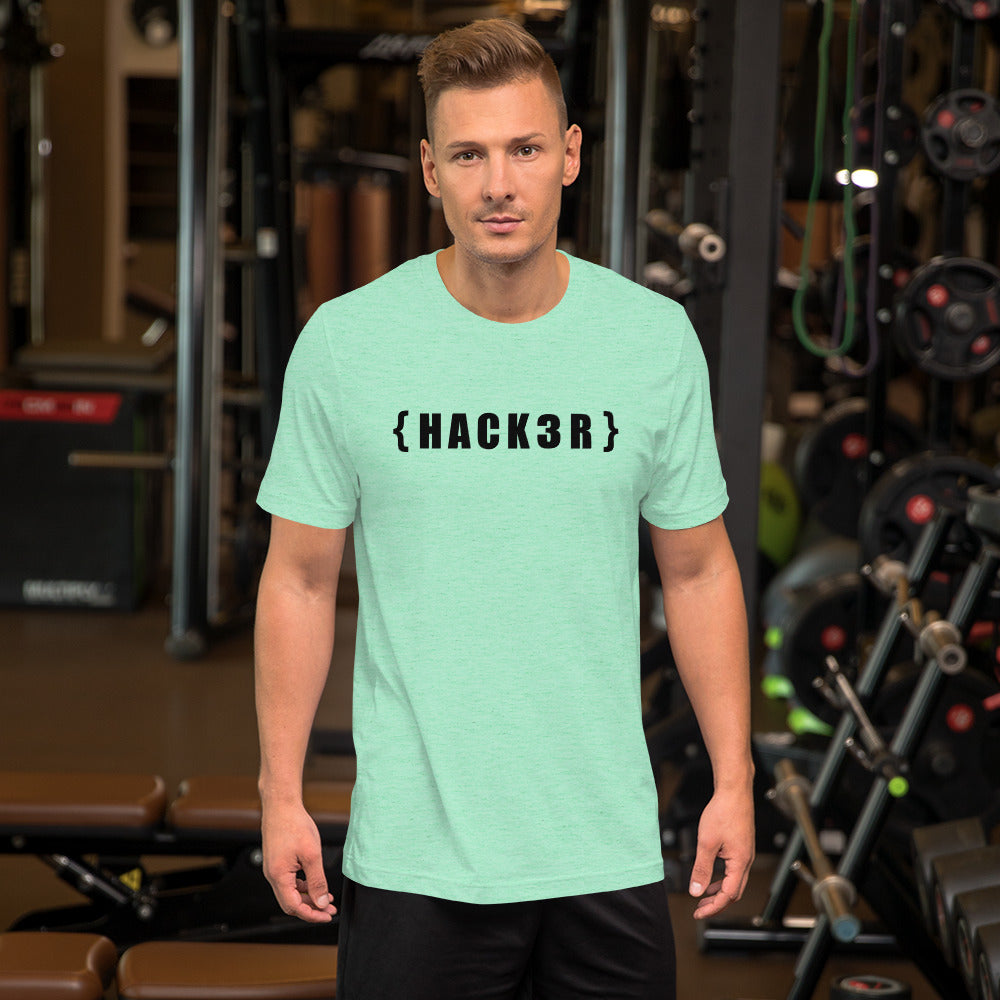 {HACKзR} Short-Sleeve Unisex T-Shirt (black text) by DarkByteGear