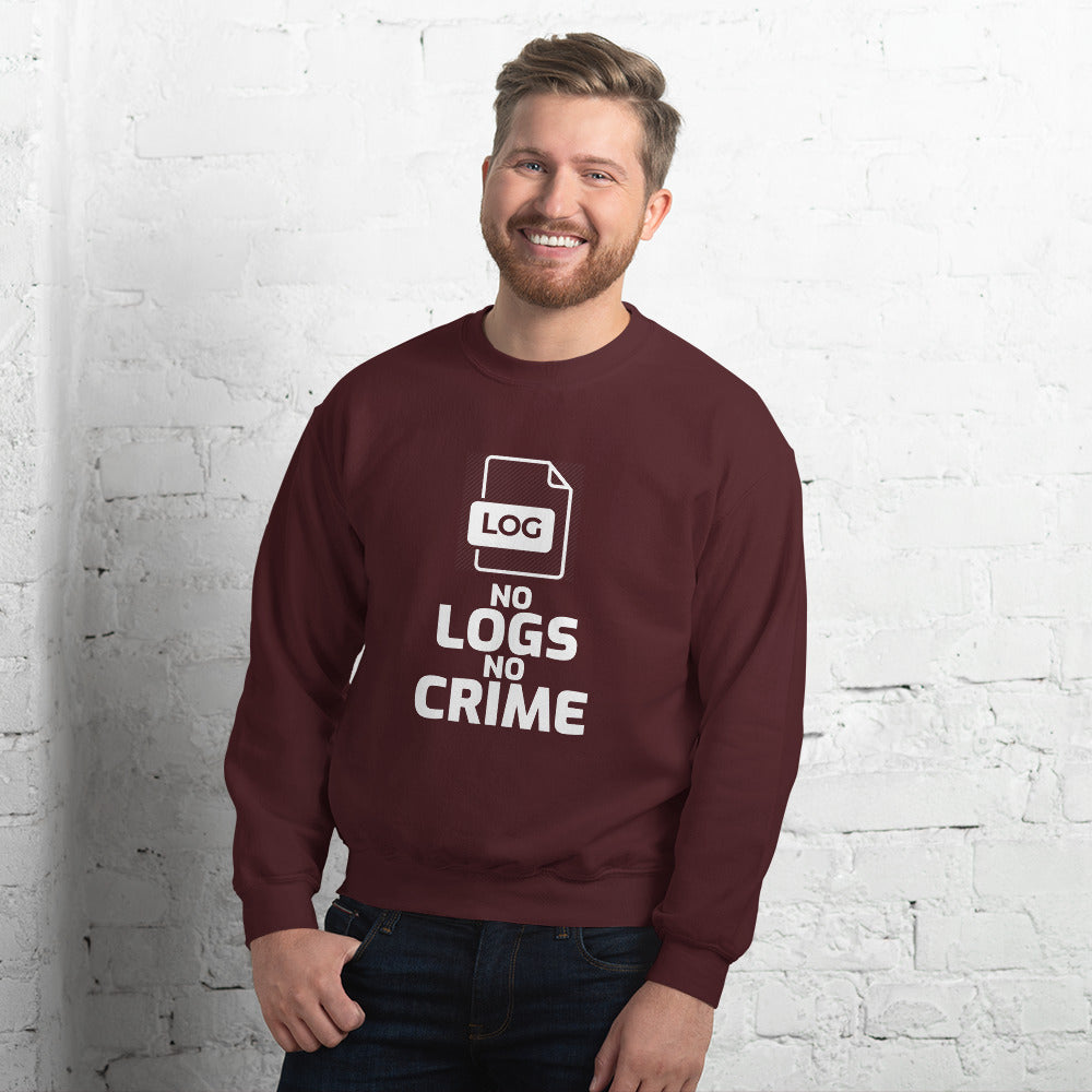 No logs no crime - Unisex Sweatshirt (white text) by DarkByteGear