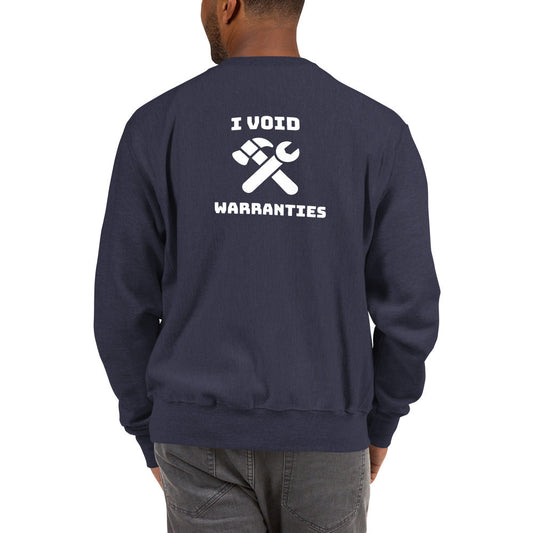 I void warranties - Champion Sweatshirt (white text) by DarkByteGear