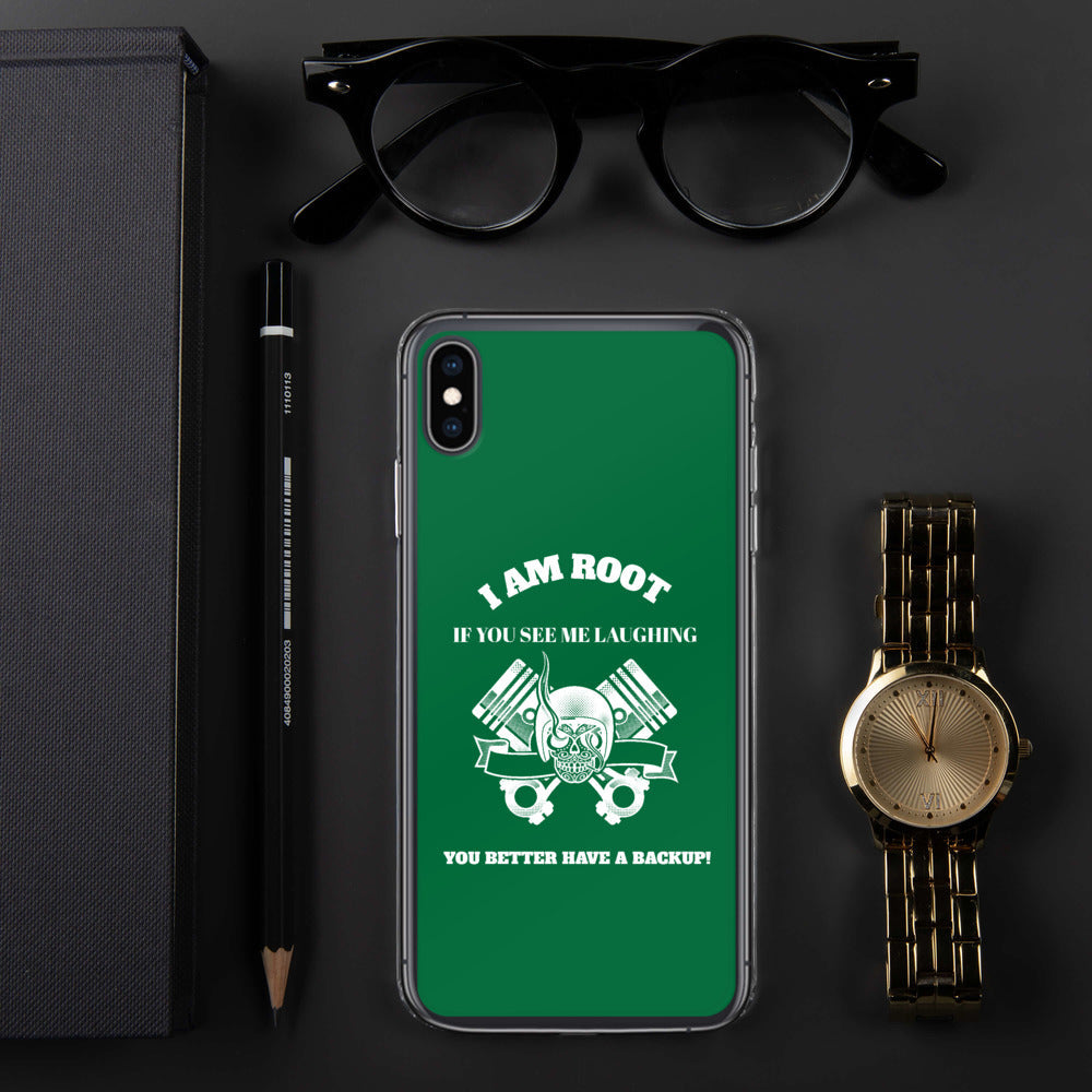 I Am Root If You See Me Laughing You Better Have A Backup - iPhone Case (green) by DarkByteGear