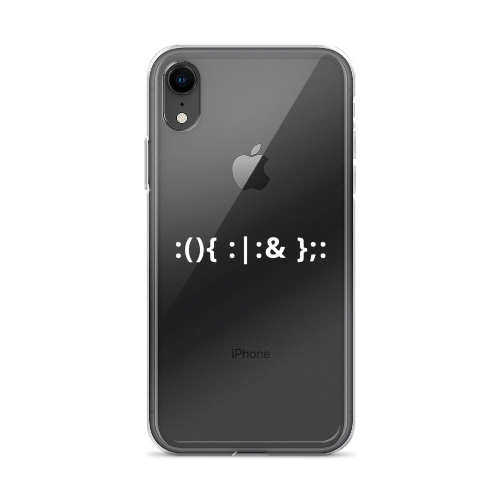 Linux Hackers - Bash Fork Bomb - White Text iPhone Case by DarkByteGear
