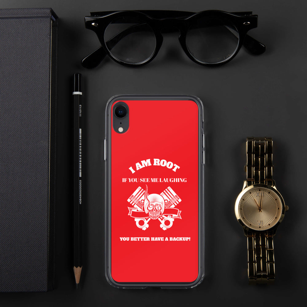 I Am Root If You See Me Laughing You Better Have A Backup - iPhone Case (red) by DarkByteGear