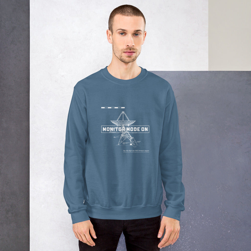 Monitor mode ON - Unisex Sweatshirt (white text) by DarkByteGear