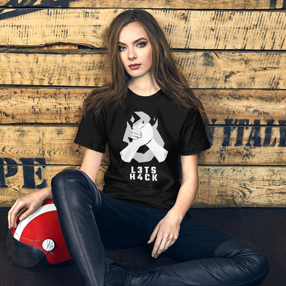 L3ts H4ck - Short-Sleeve Unisex T-Shirt (white text) by DarkByteGear