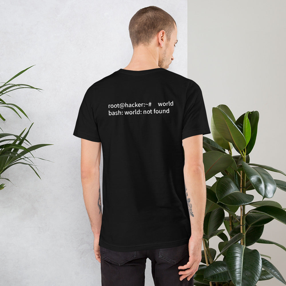 Linux Tweaks - world not found - Short-Sleeve Unisex T-Shirt by DarkByteGear