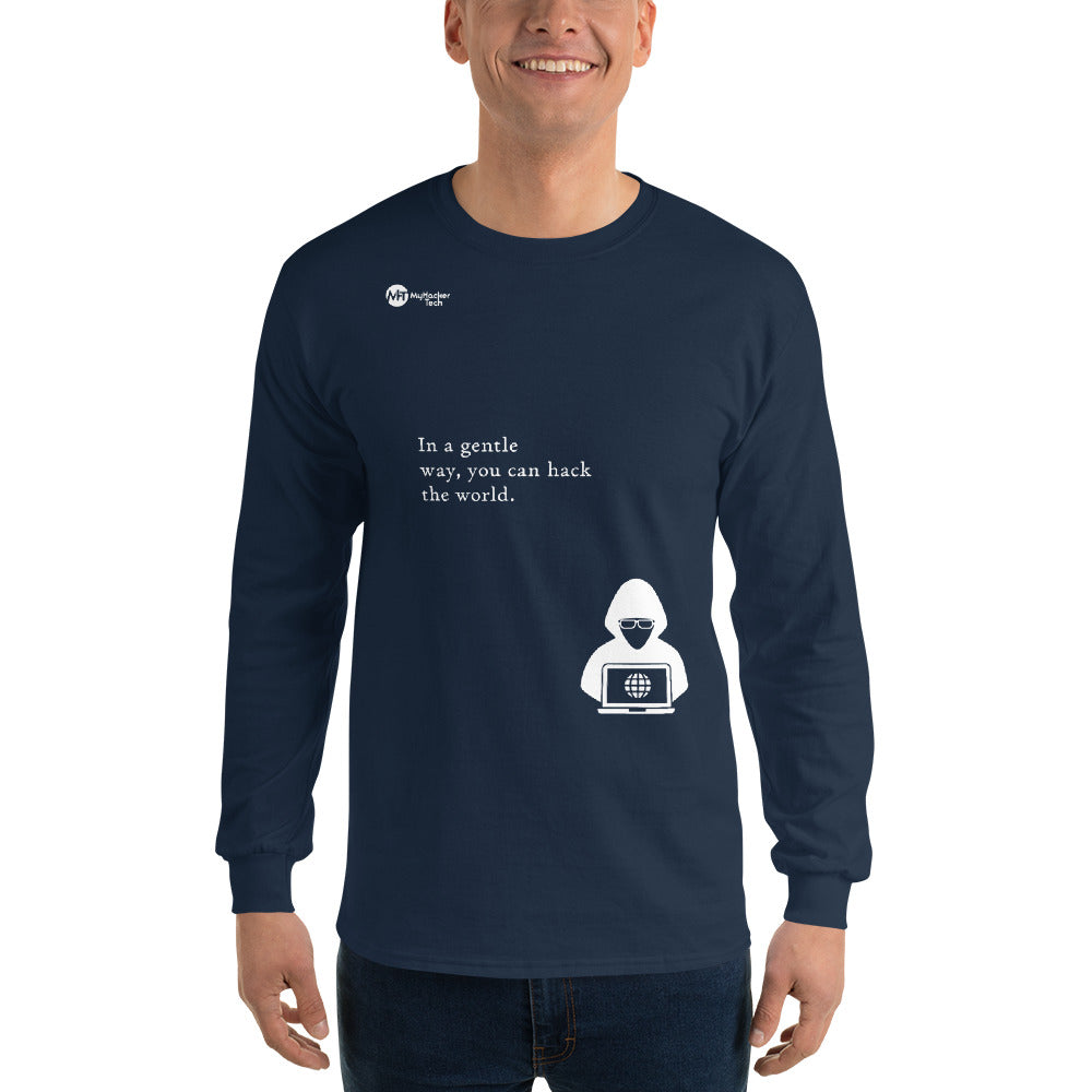 You can hack the world - Long Sleeve T-Shirt (white text) by DarkByteGear